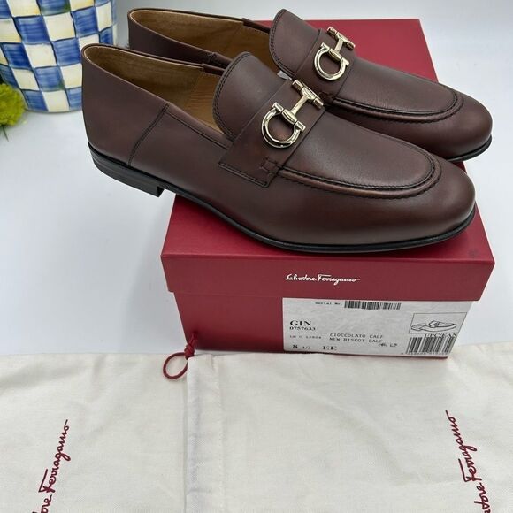 Men’s Salvatore, Ferragamo Gancini calf leather loafers size 8.5 EE made Italy - Picture 4 of 11